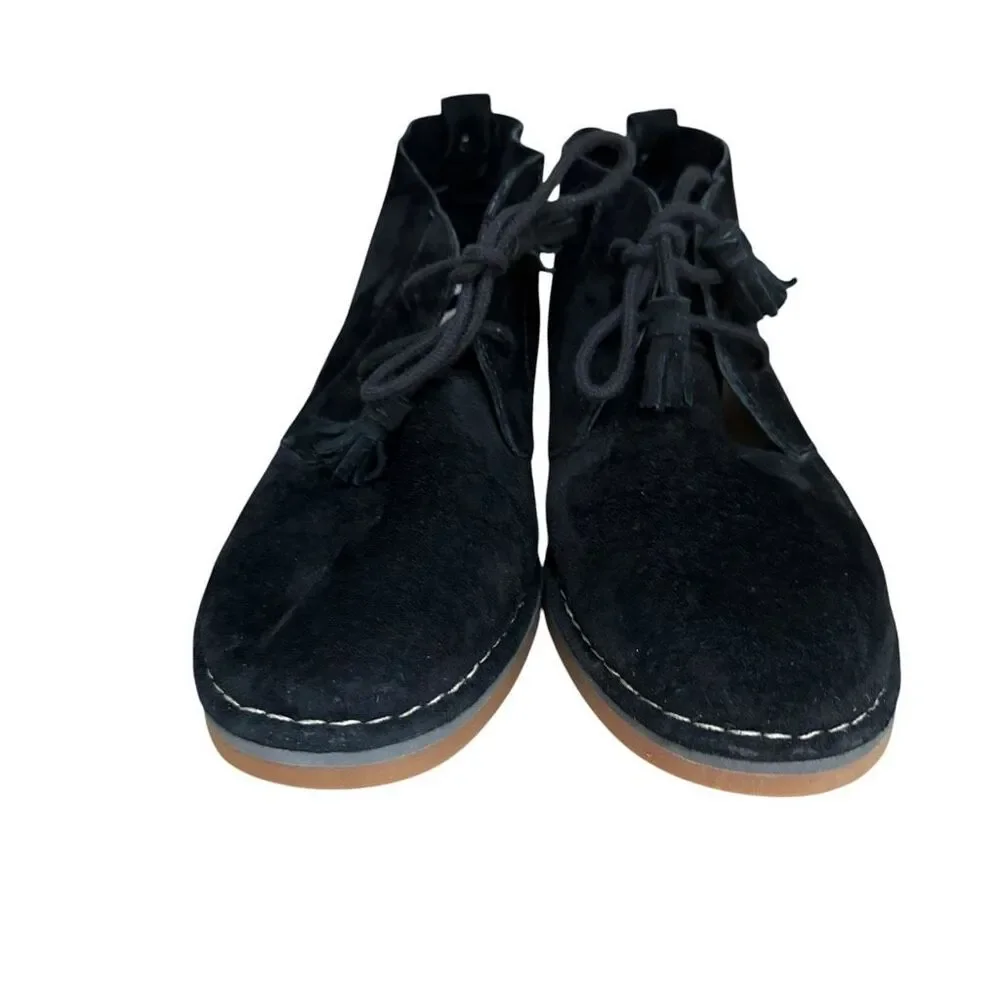 Hush Puppies Men’s Black Suede Chukka Desert Boots Tassel Lace-Up Ankle Size 10